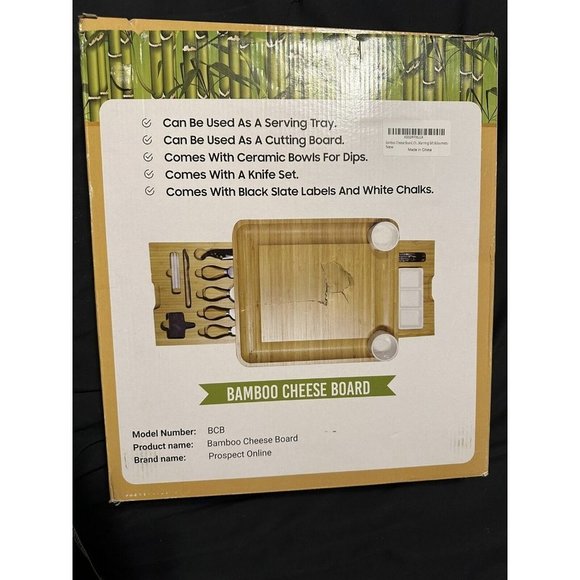 Bamboo Cheese Board With Drawer Large Charcuterie & Knife Set Bowls Tray New - Picture 4 of 7